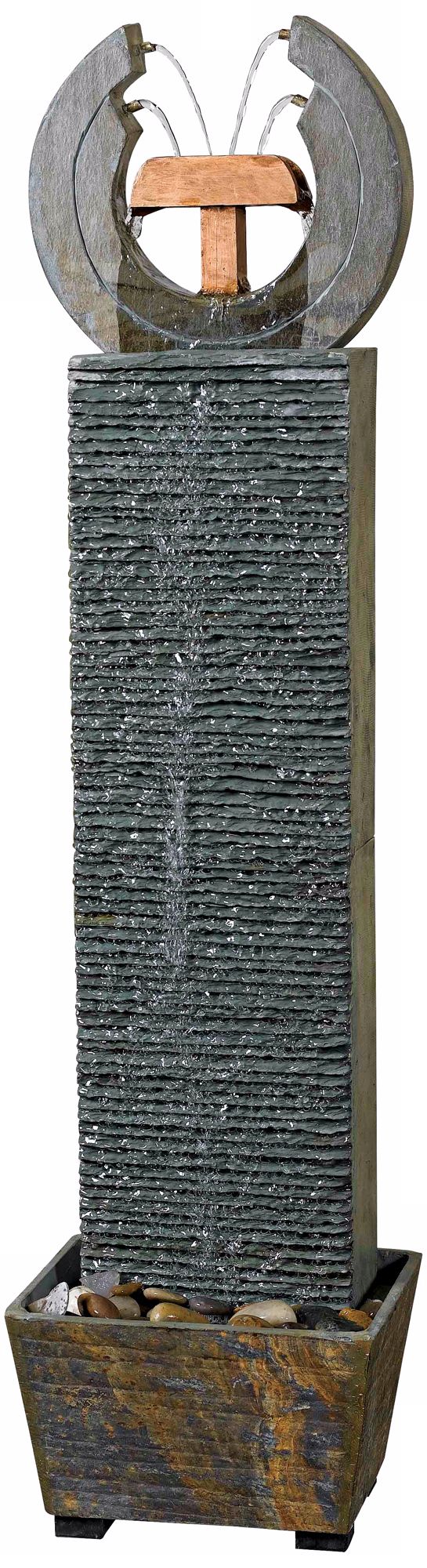 Eclipse Natural Slate Outdoor Floor Fountain