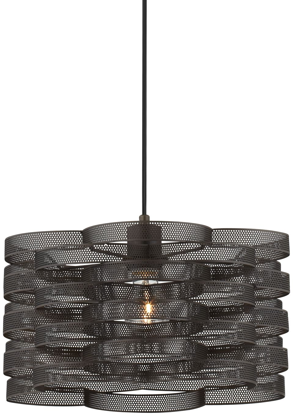 Industrial Lattice 15" Wide Rusty Bronze Pendant Chandelier
