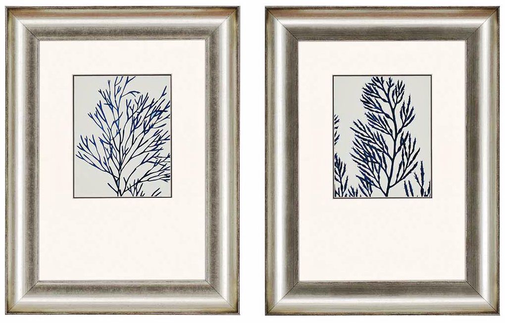 Set of 2 Indigo Coral I 25" High Framed Wall Art