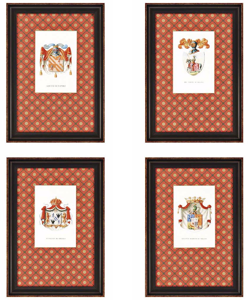 Set of 4 Crests 20" High Wall Art