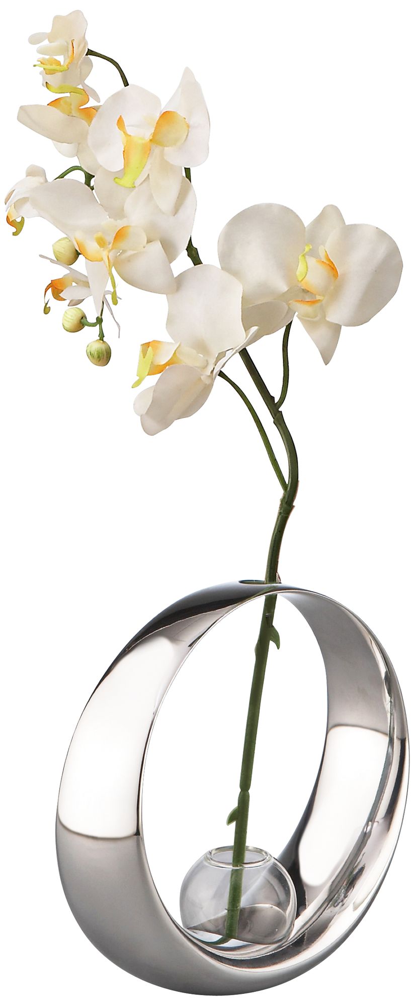 Nambe Globe Bud Vase with Orchid