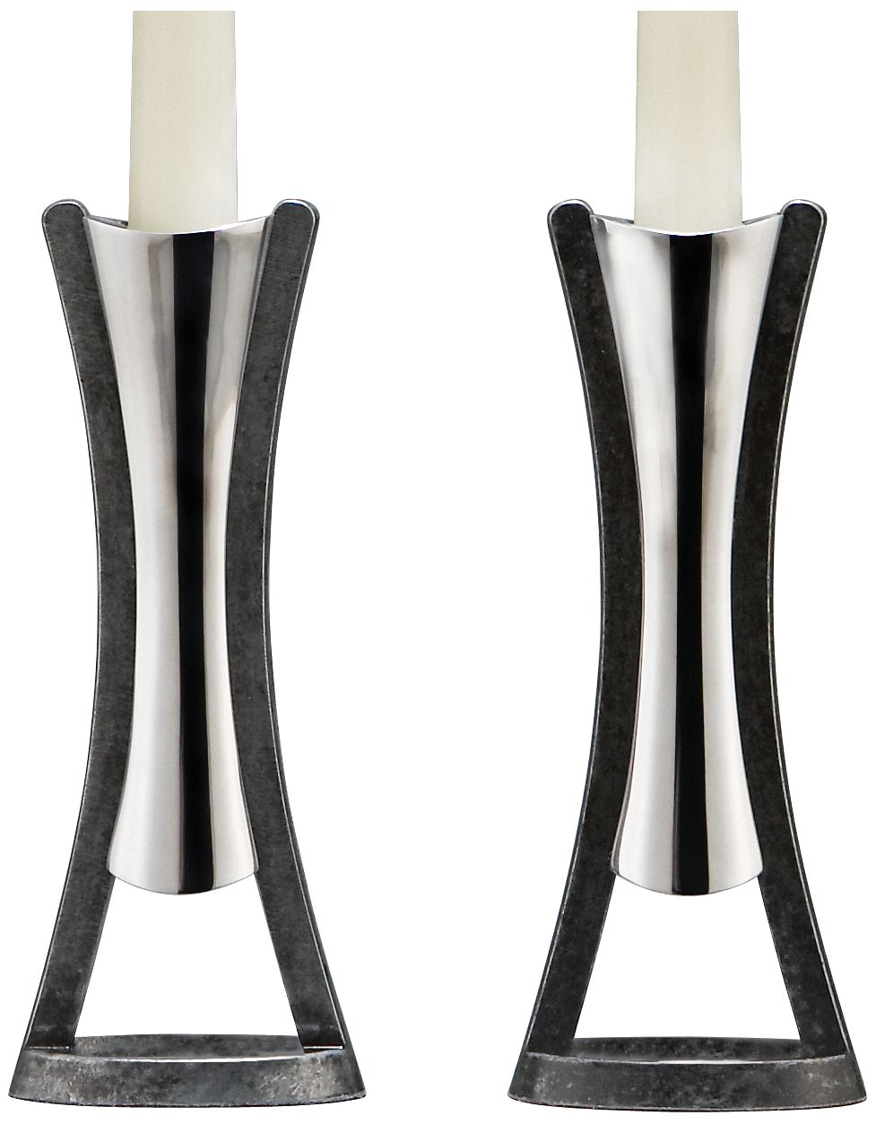Nambe Anvil Set of 2 Candlesticks