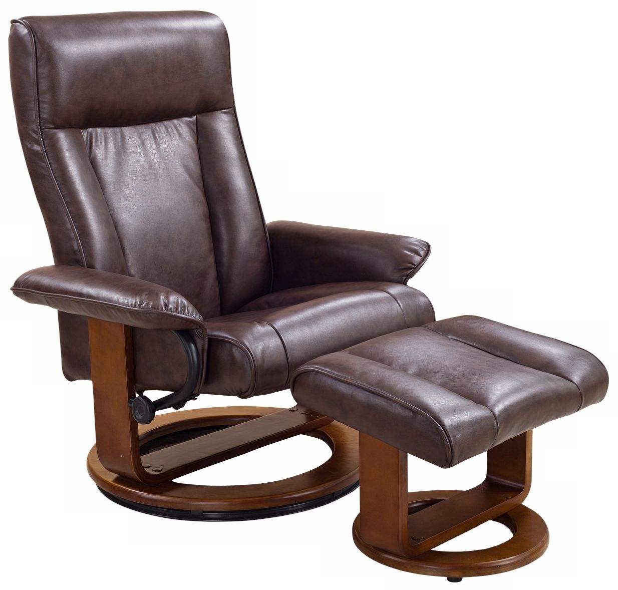 Euro Design Ebony Swivel Recliner with Ottoman
