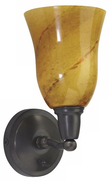 Amber Glass Bronze Finish Plug-In Wall Sconce