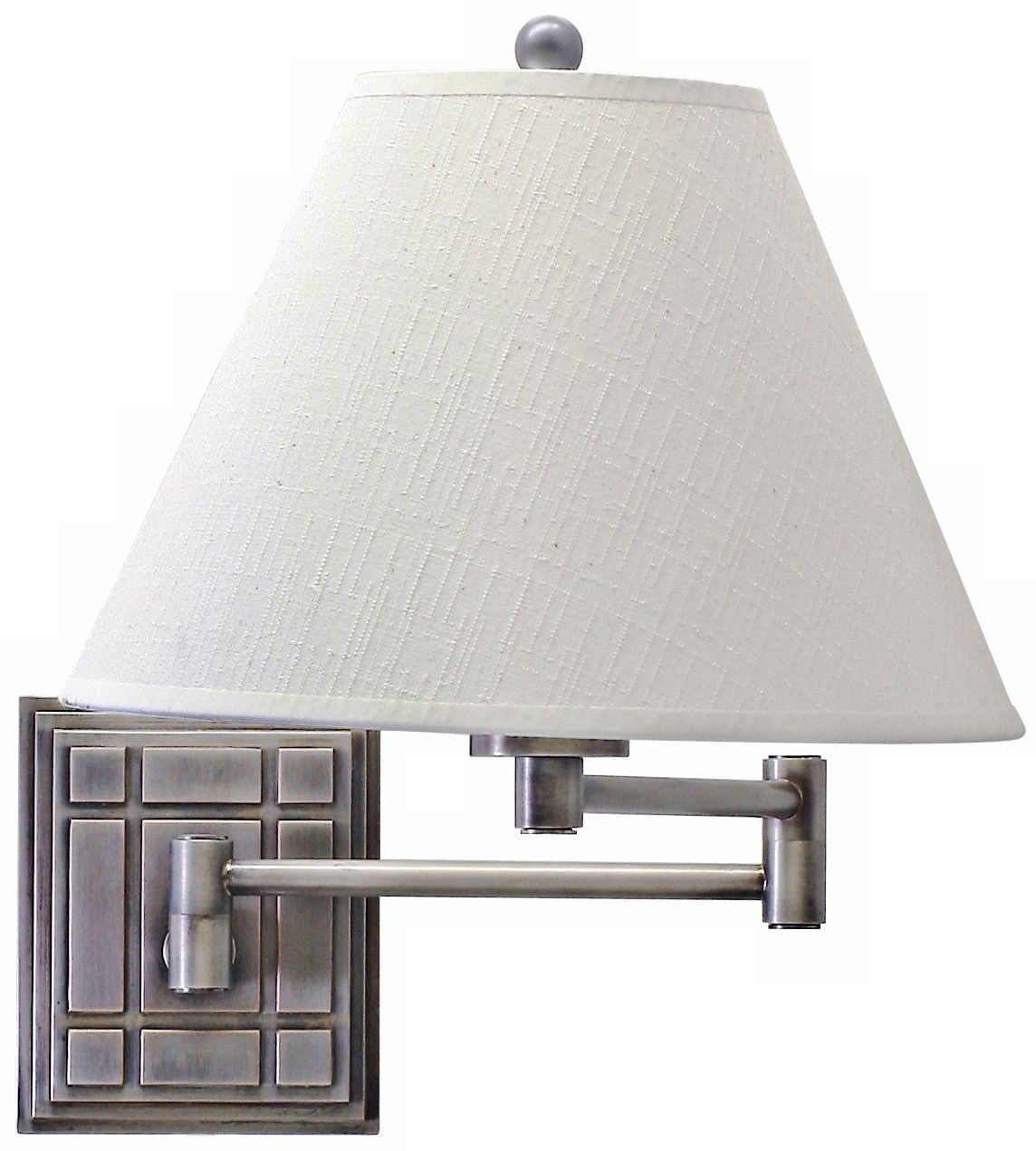Grid Panel Silver Finish Plug-In Swing Arm Wall Lamp