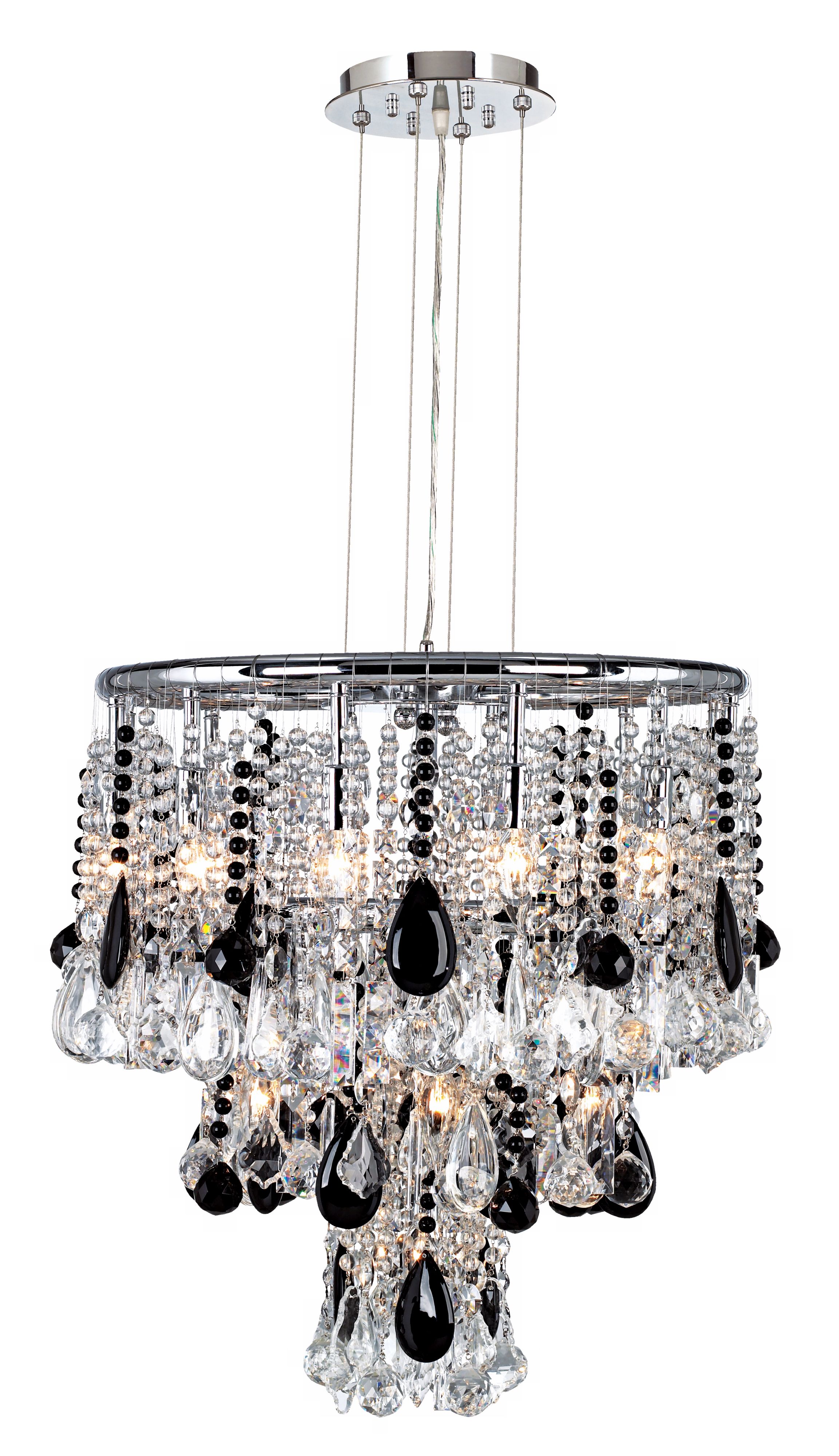 Luminous Clear and Black Crystal Chandelier
