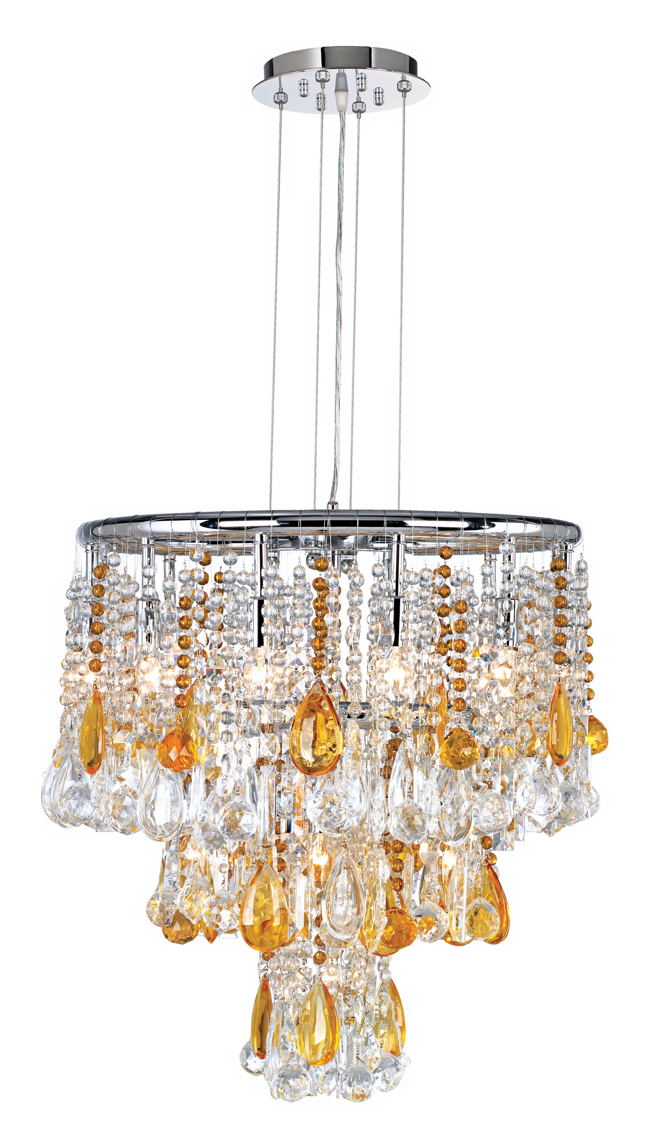 Luminous Clear and Amber Crystal Chandelier
