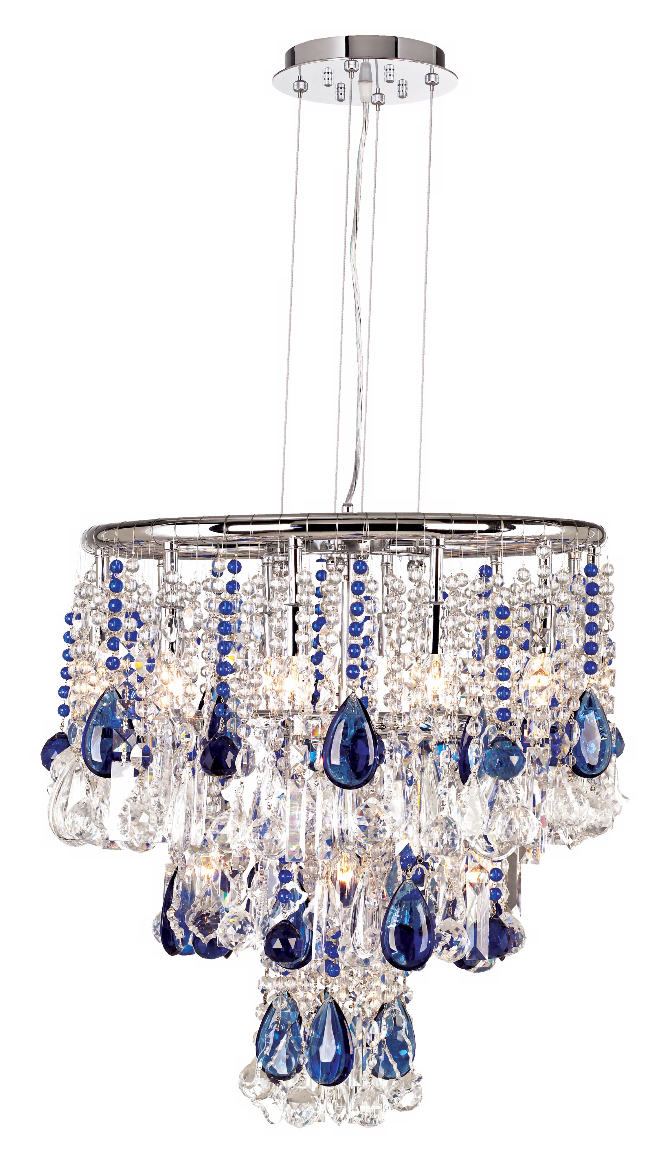 Luminous Clear and Blue Crystal Chandelier