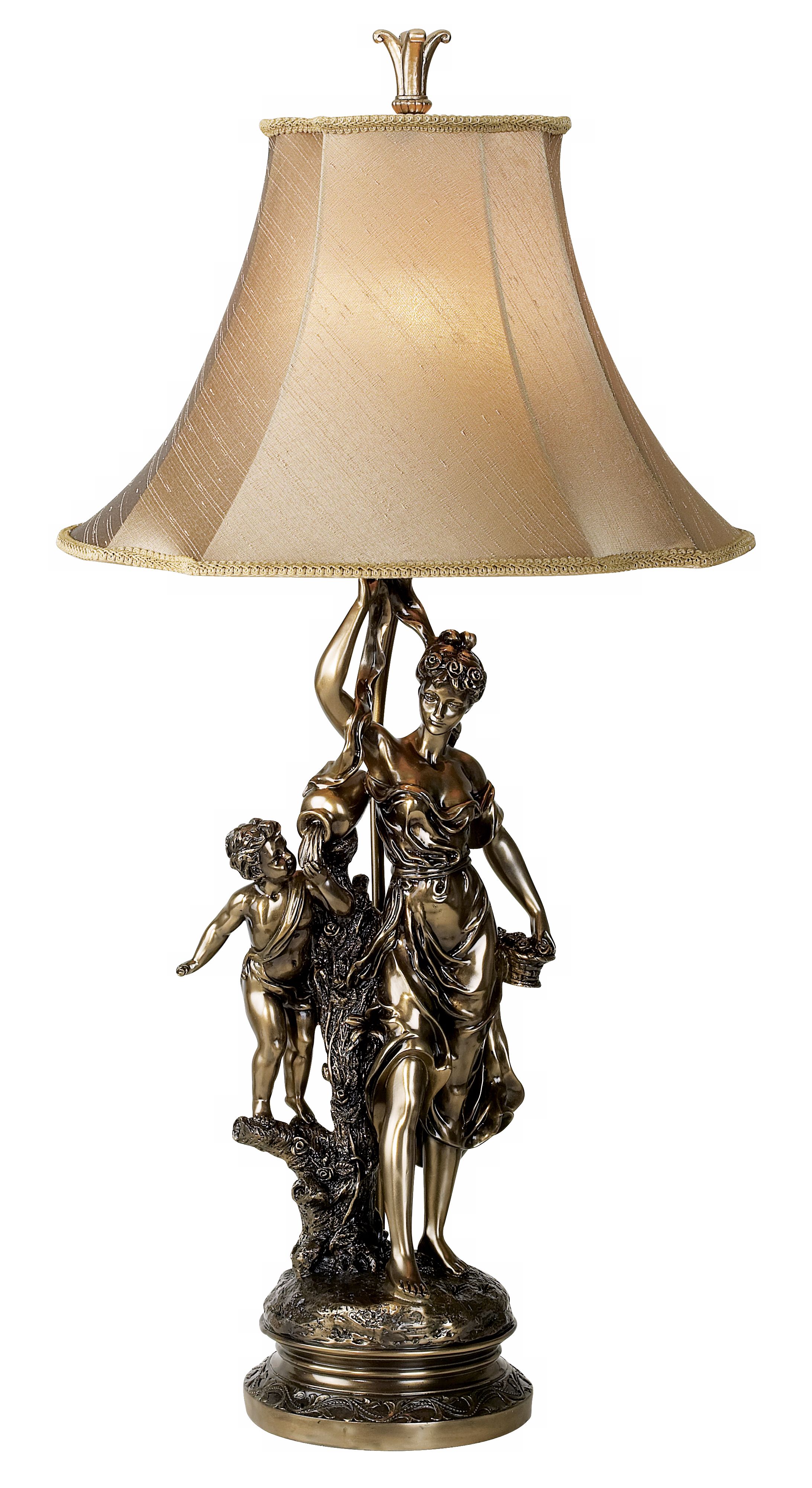 Grecian Goddess with Cherub Table Lamp