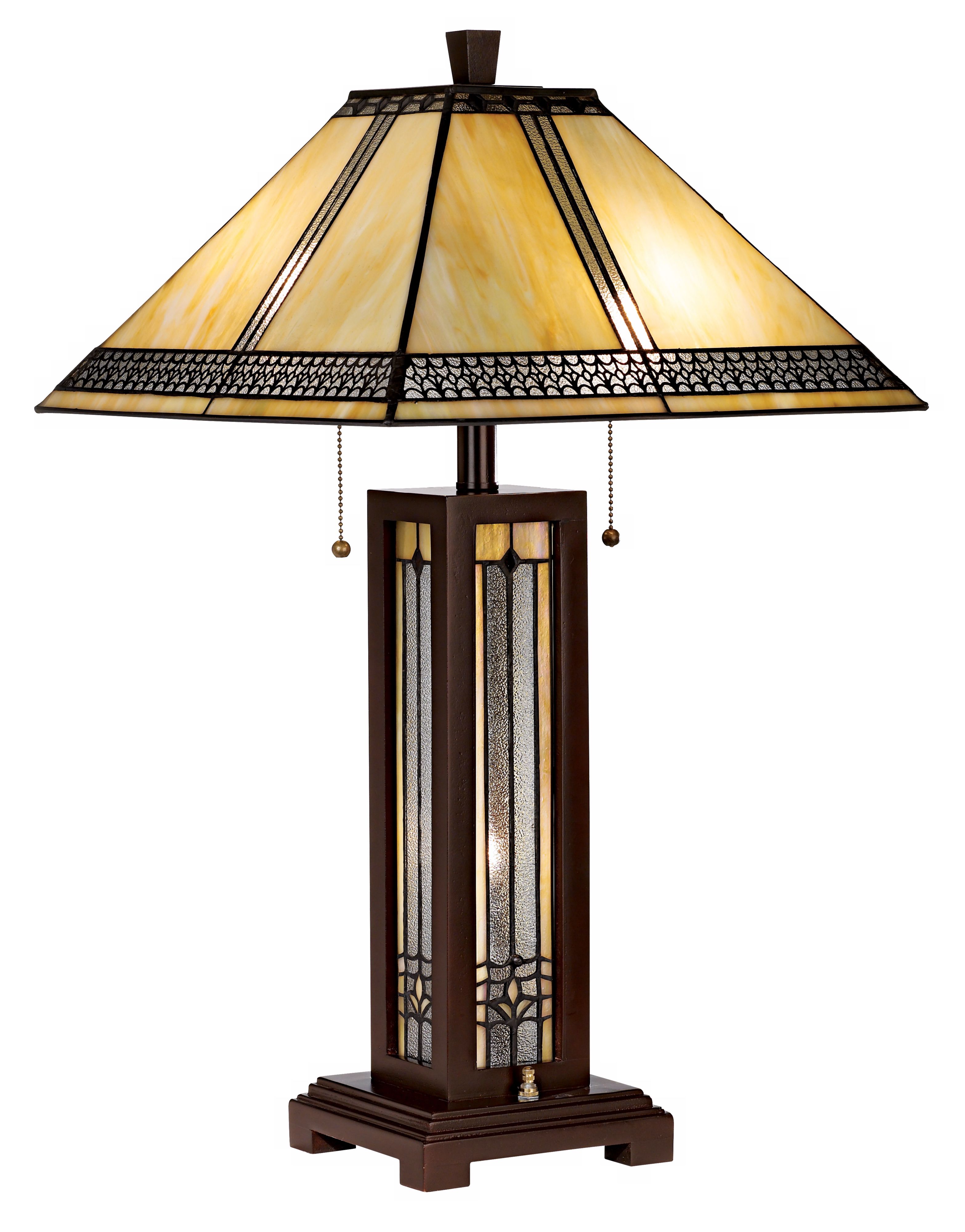 Arts and Crafts Night Light Table Lamp with Filigree Shade