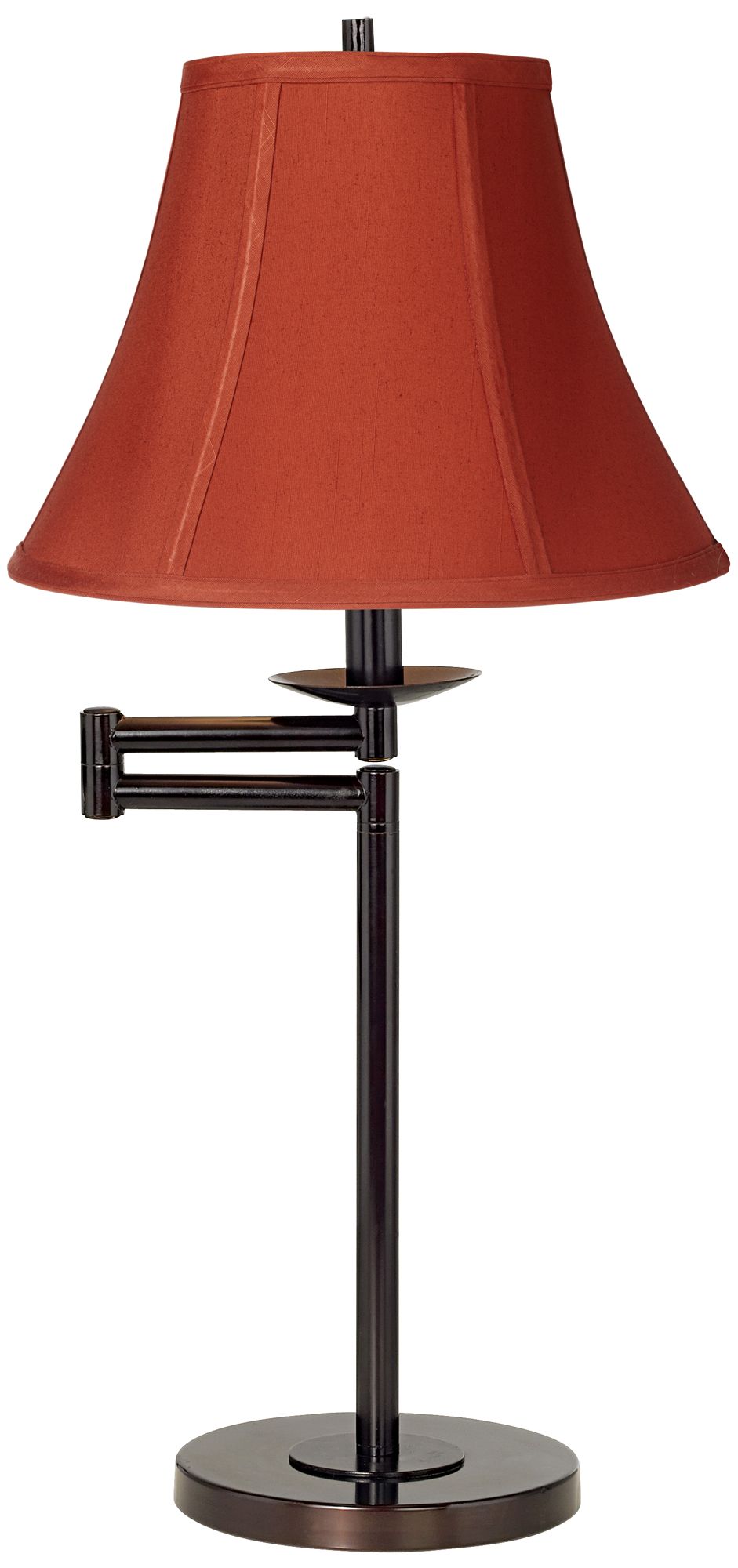 Bronze with Geneva Cinnabar Shade Swing Arm Desk Lamp