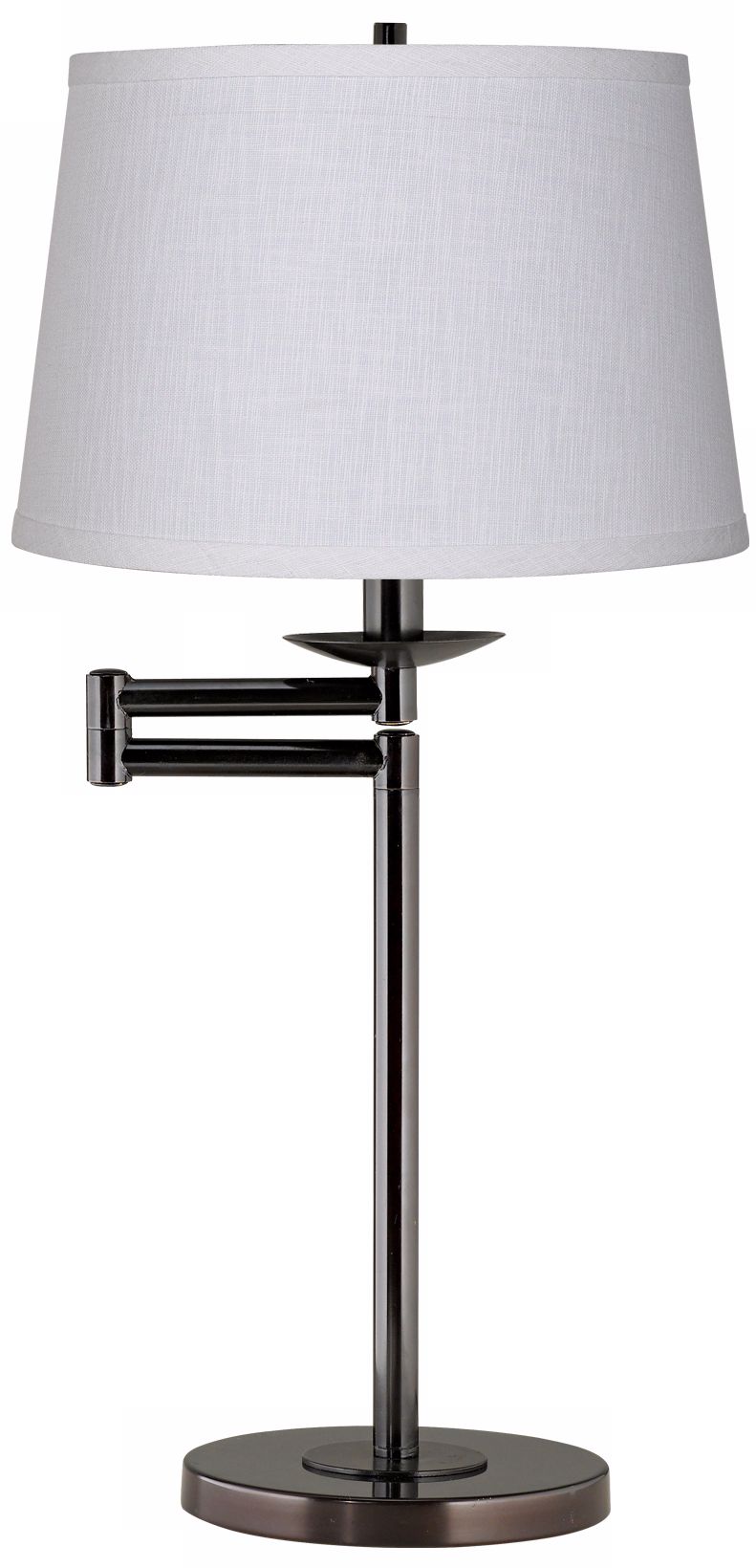 White Linen Bronze Swing Arm Desk Lamp Base