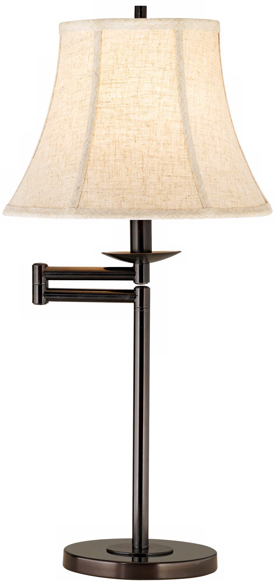 Linen Blend Bronze Finish Swing Arm Desk Lamp