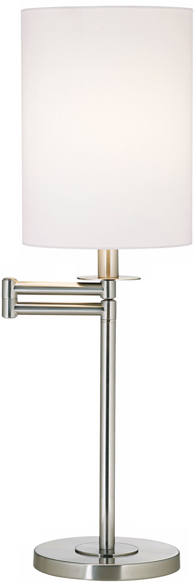 White Cotton Brushed Nickel Finish Swing Arm Desk Lamp