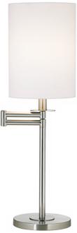 White Cotton Brushed Nickel Finish Swing Arm Desk Lamp 41253 00107