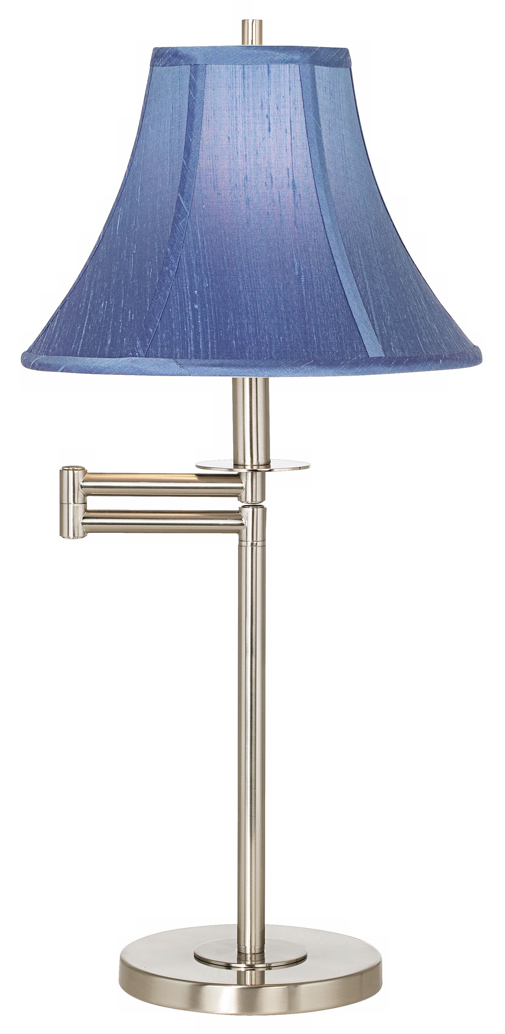 Brushed Nickel with Blue Shade Swing Arm Desk Lamp 41253 20786