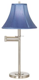 Brushed Nickel with Blue Shade Swing Arm Desk Lamp 41253 20786