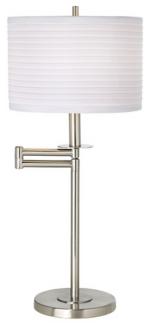 Brushed Nickel with White Drum Shade Swing Arm Desk Lamp 41253 23750
