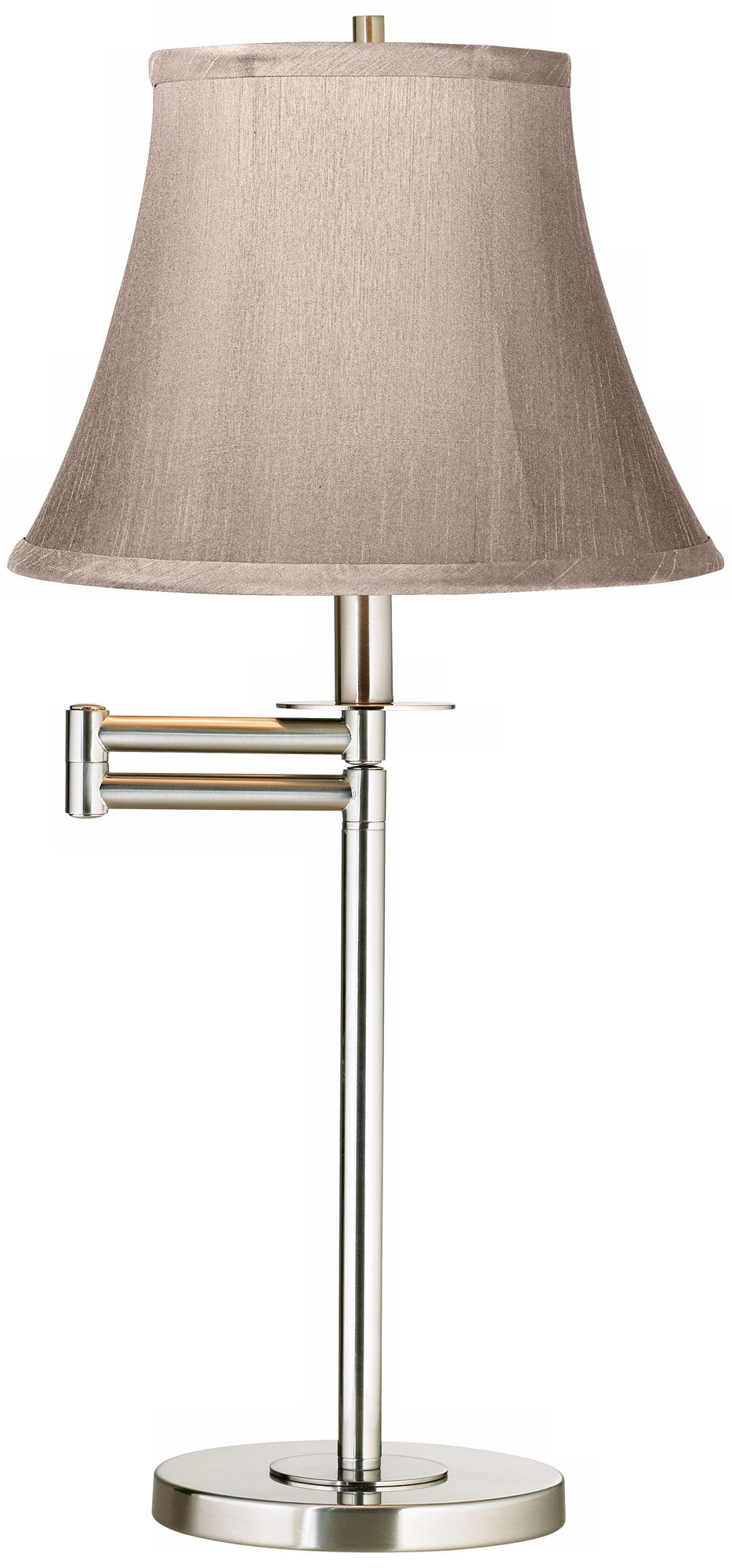 Faux Silk Dove Grey Brushed Nickel Swing Arm Desk Lamp