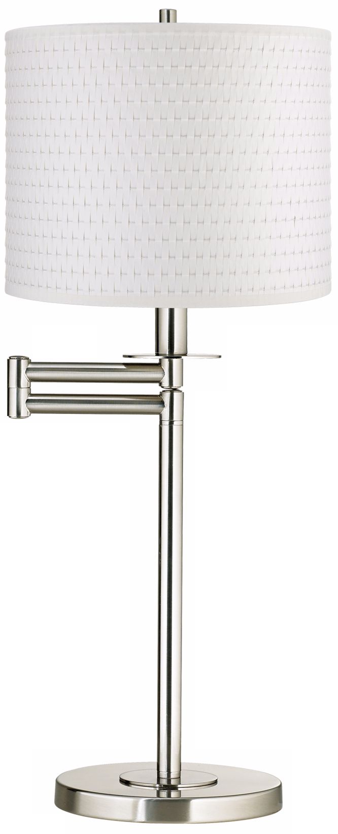 Woven Paper Shade Brushed Nickel Swing Arm Desk Lamp