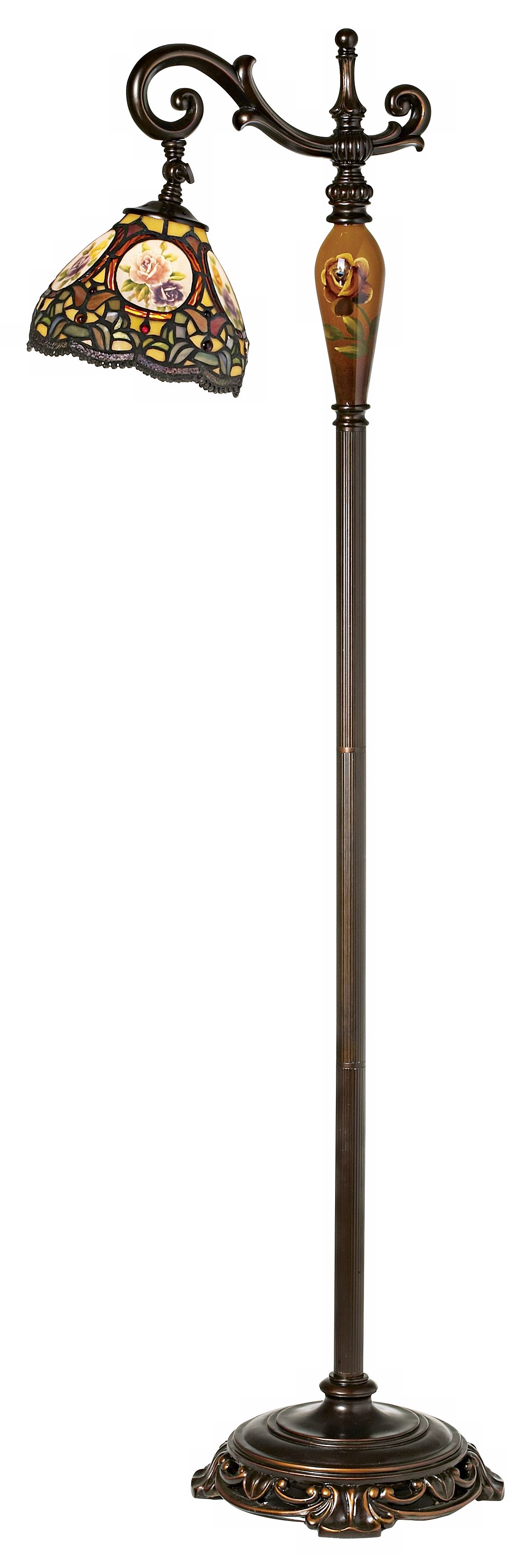 Dale Tiffany Rose Motif Art Glass Floor Lamp