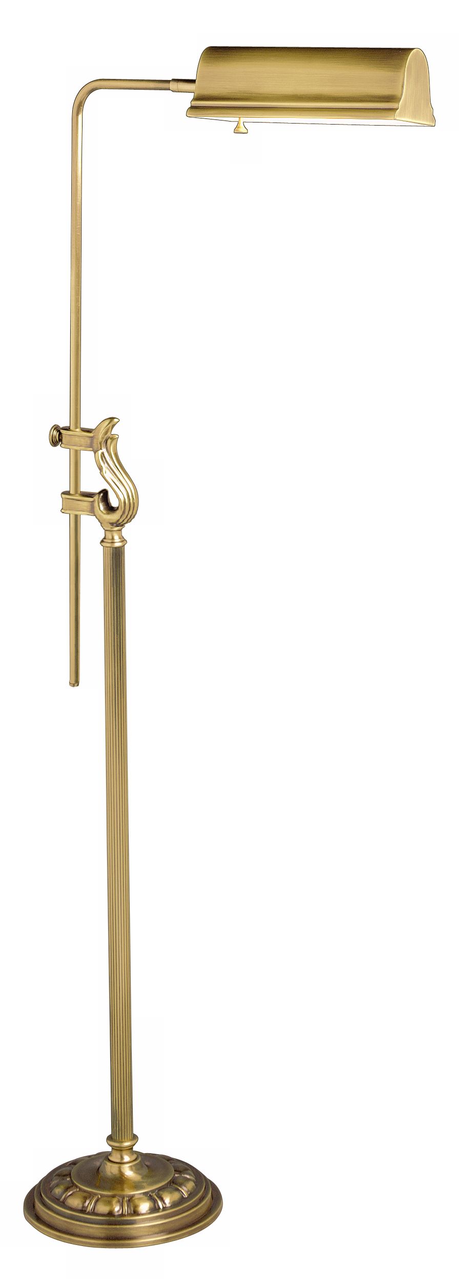 Adjustable Antique Brass Scroll Accent Pharmacy Floor Lamp