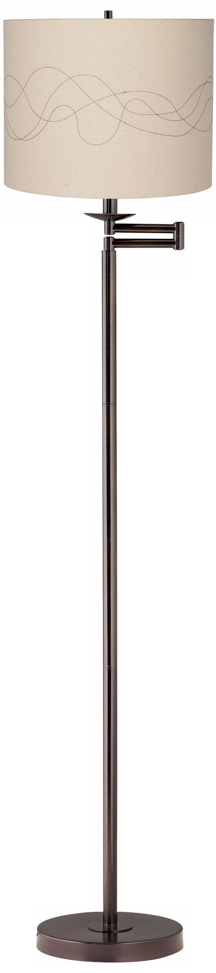 Abstract Stitched Bronze Swing Arm Floor Lamp