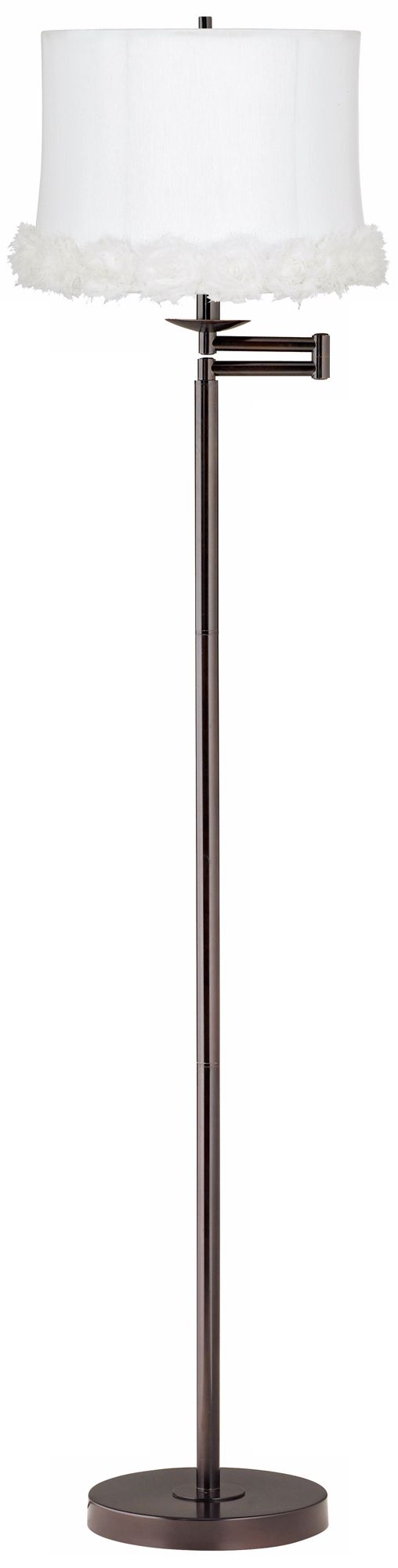 White Rosettes Bronze Swing Arm Floor Lamp