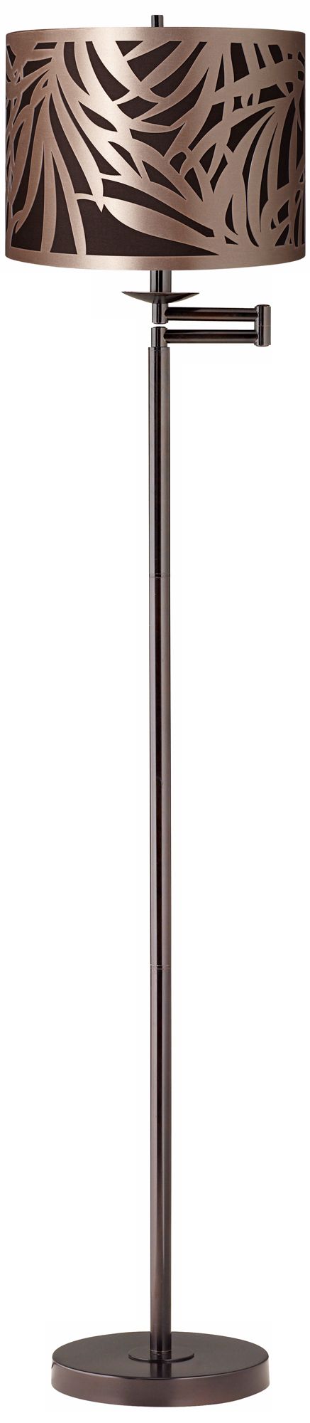 Laser-Cut Shade Bronze Swing Arm Floor Lamp