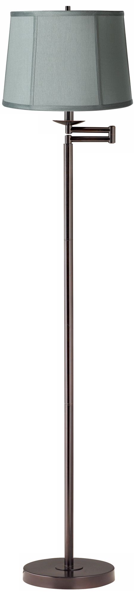 Spa Blue Drum Bronze Swing Arm Floor Lamp