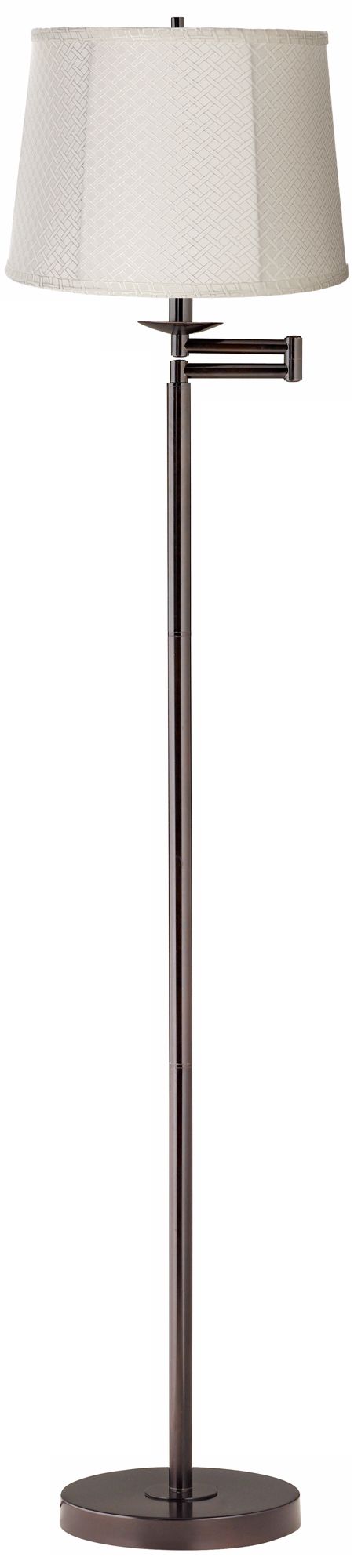 White Lattice Bronze Swing Arm Floor Lamp