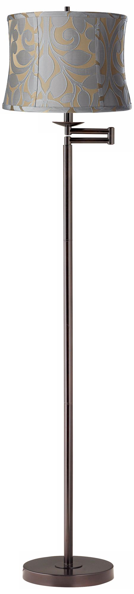 Lillian Floral Bronze Swing Arm Floor Lamp