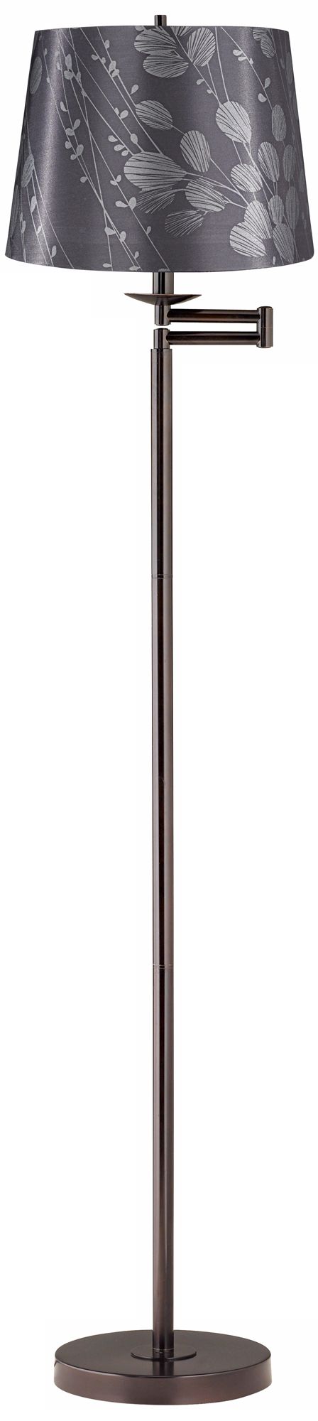 Gray with Silver Leaves Bronze Swing Arm Floor Lamp