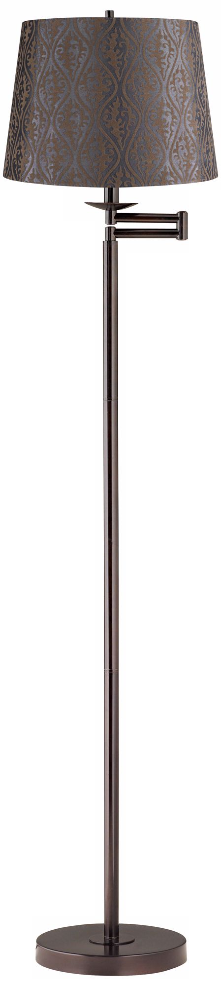 Pewter Gold Flocking Bronze Swing Arm Floor Lamp