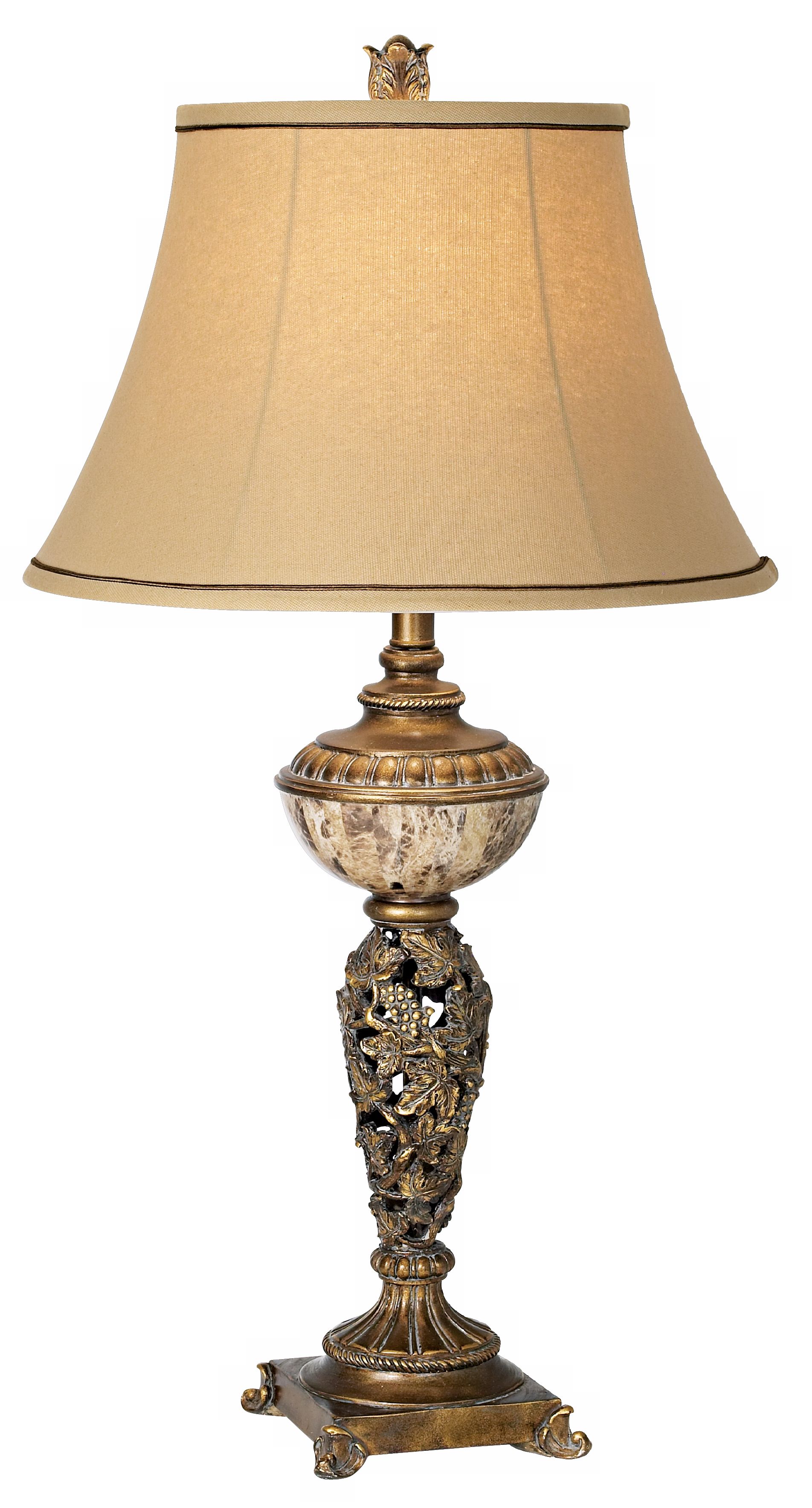 Faux Marble Ornate Openwork Buffet Table Lamp