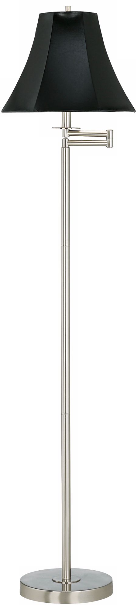 Black Faux Leather Brushed Nickel Swing Arm Floor Lamp