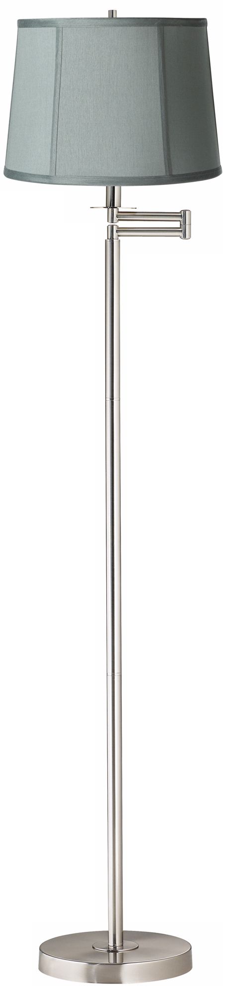 Spa Blue Drum Brushed Nickel Swing Arm Floor Lamp