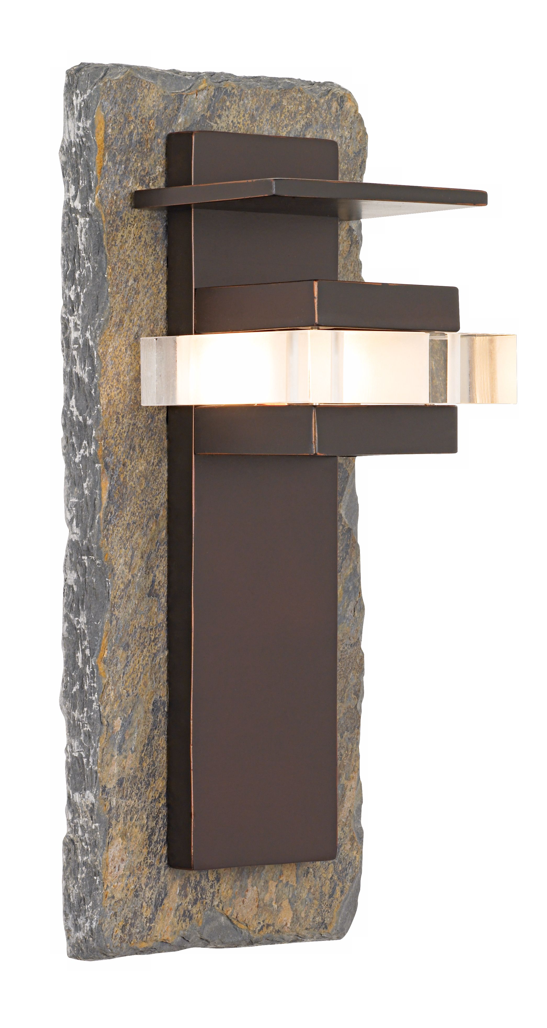 Natural Slate and Bronze 15" High Outdoor Wall Light