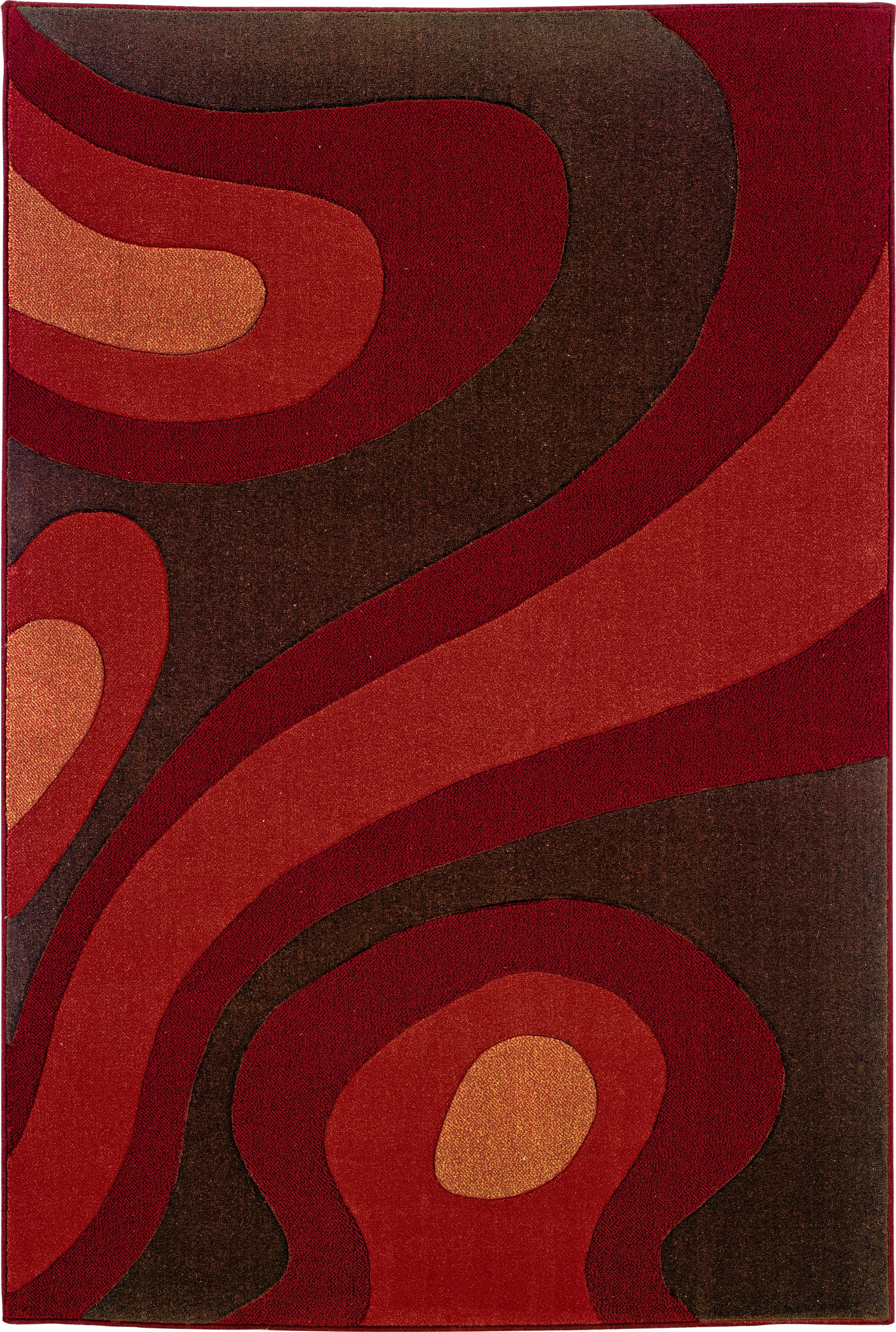 Red Lava Waves Handmade Rug