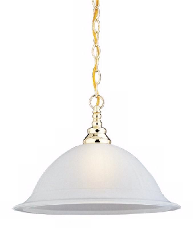 Etched Glass & Polished Brass Pendant Light