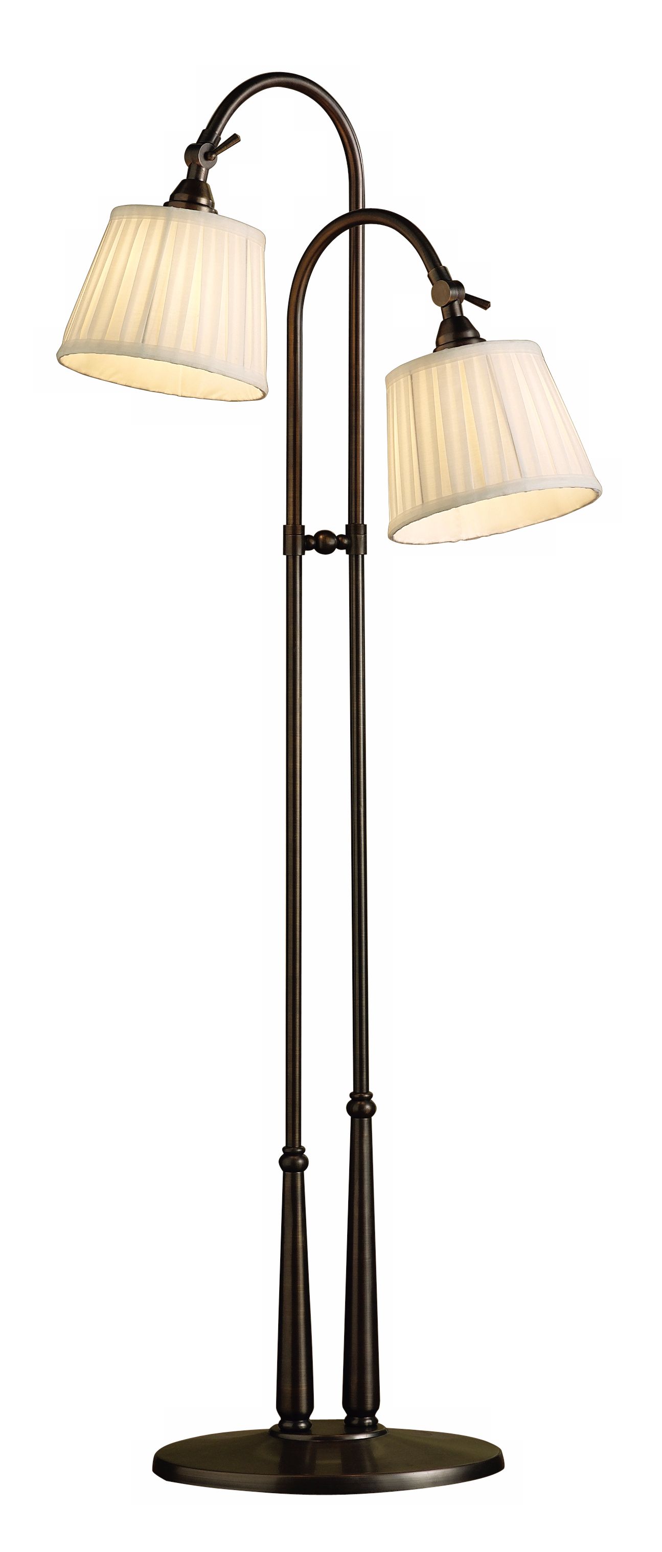 Two Light Adjustable Bronze Pleated Shade Floor Lamp