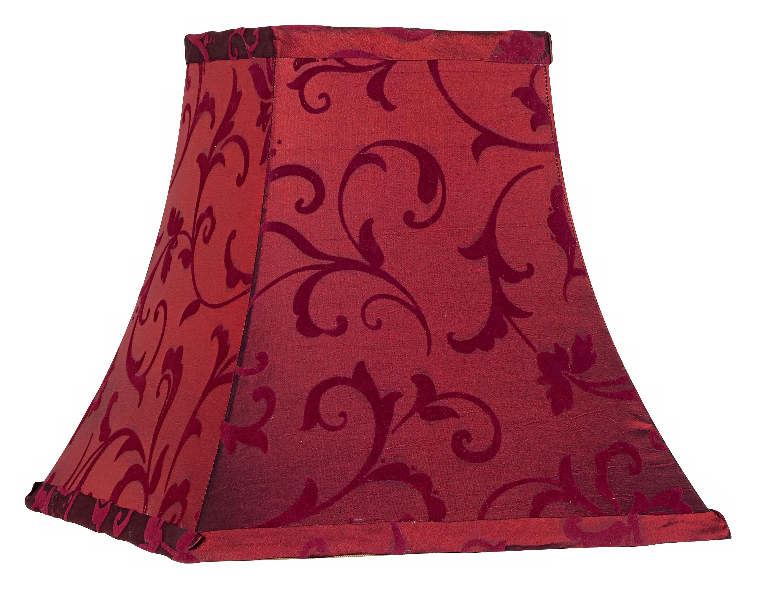 Floral Red Flock Square Bell Shade 5.25x10x9.5 (Spider)