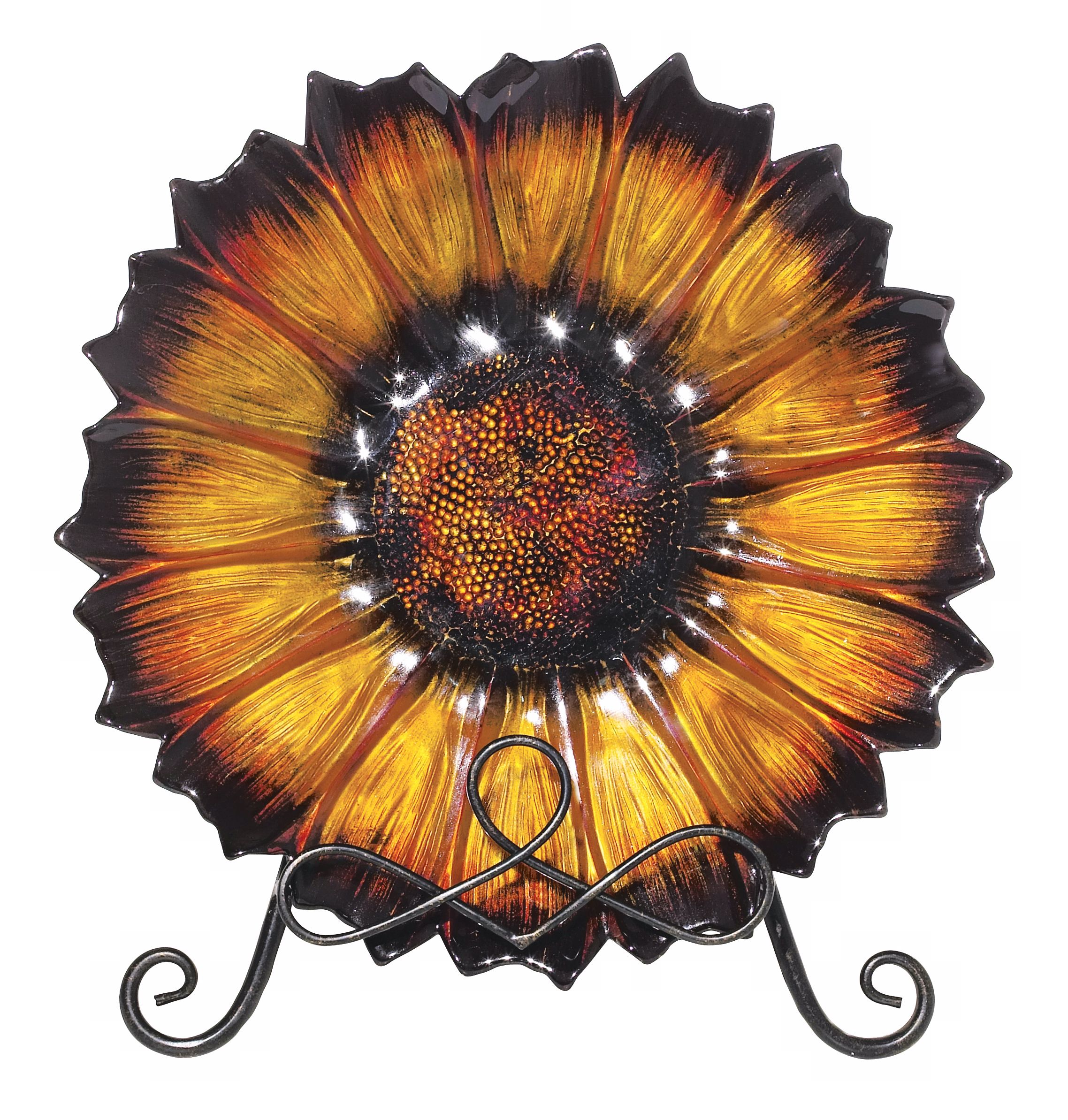 Flower Amber Glass Plate with Stand