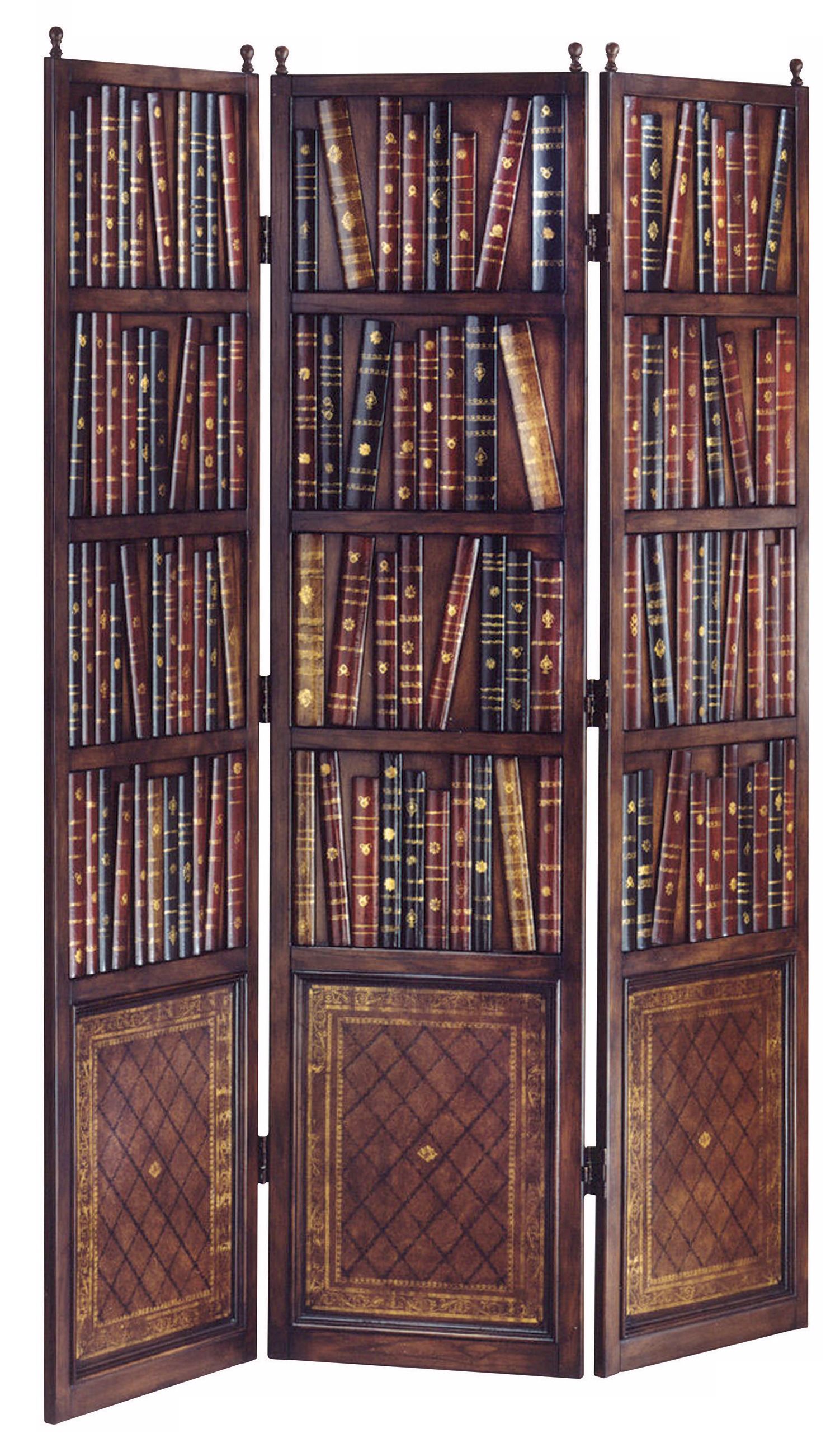 Harris Marcus Home Three Panel Leather Library Screen