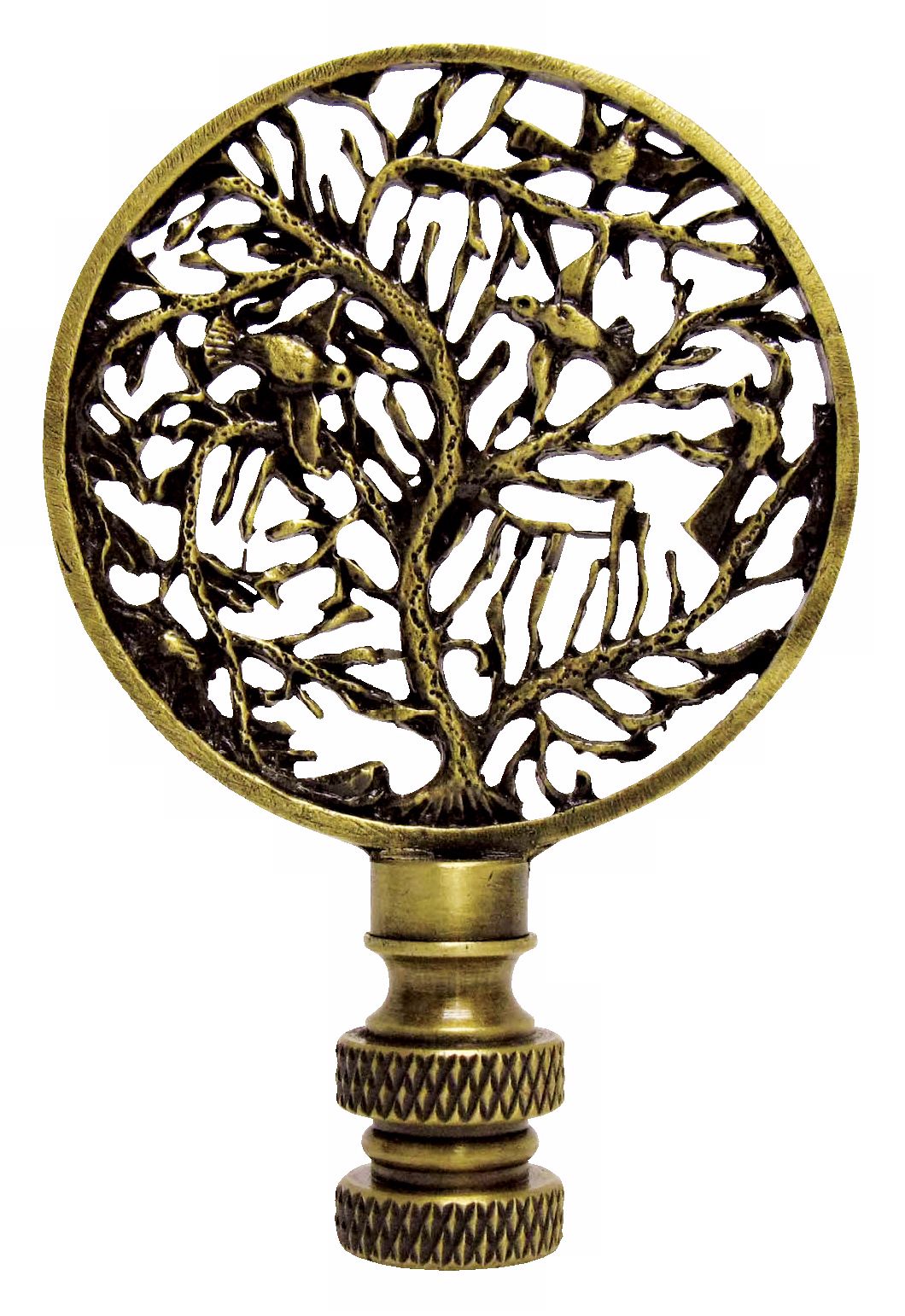 Birds in Tree Antique Metal Finial
