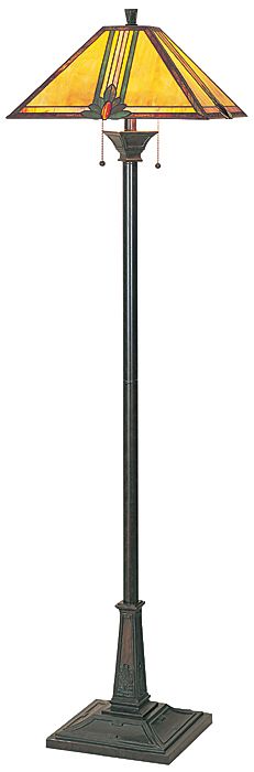 Lite Source Bronze Amber Glass Mission Floor Lamp