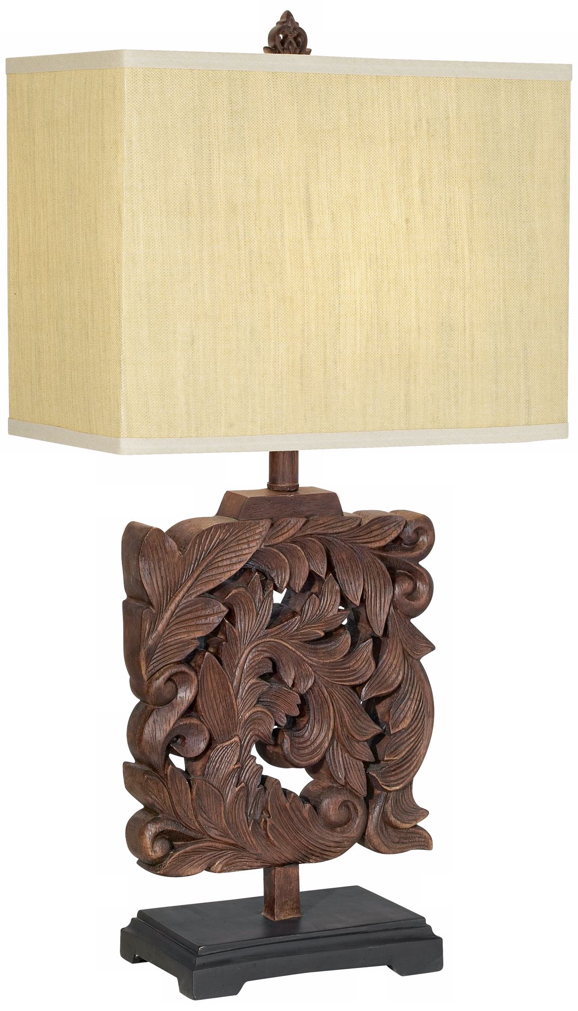 Faux Wood Acanthus Carved Table Lamp