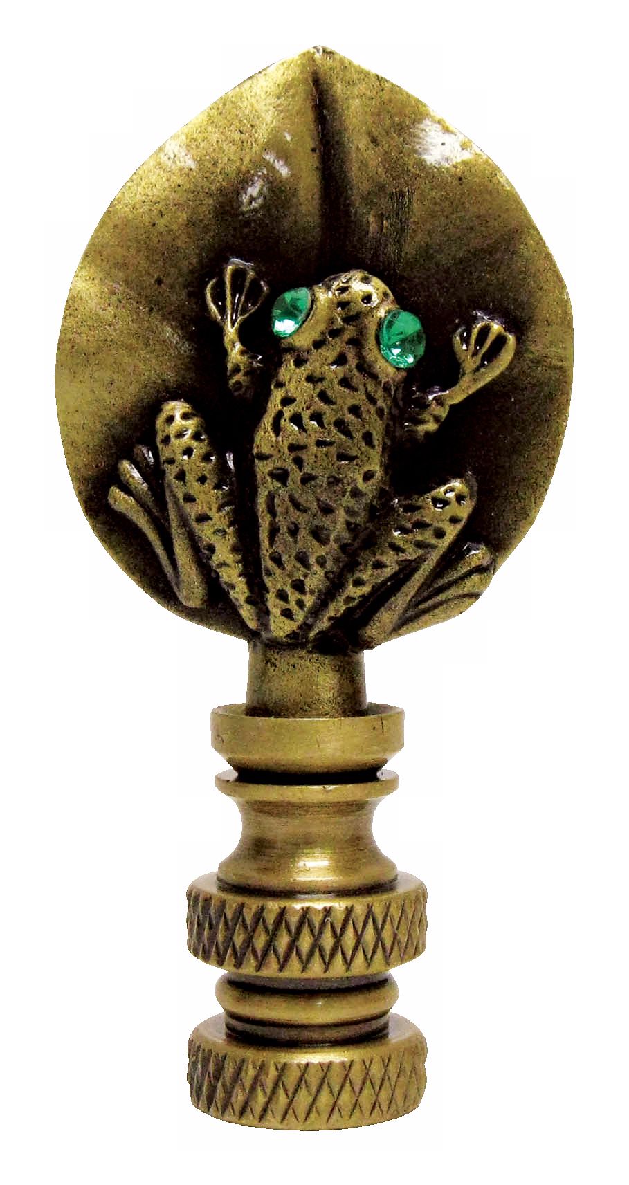 Frog on Leaf with Green Glass Eyes Finial