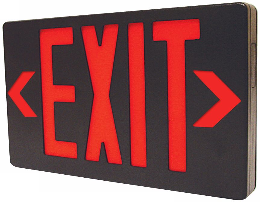 Black with Red AC Only LED Exit Sign