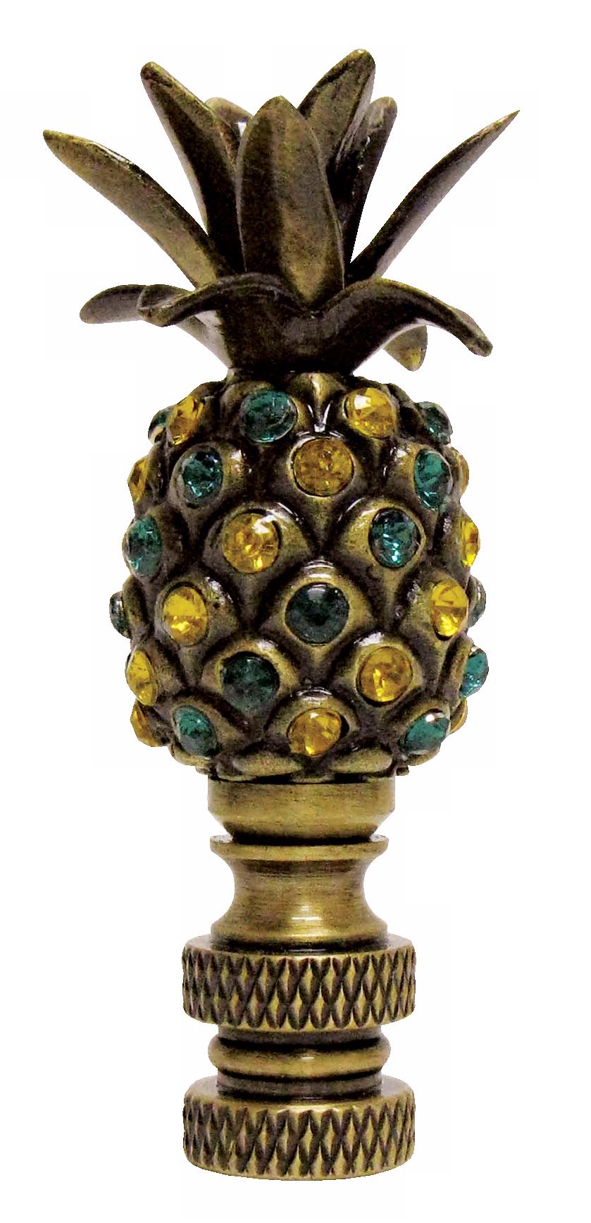 Pineapple Amber and Green Glass Finial